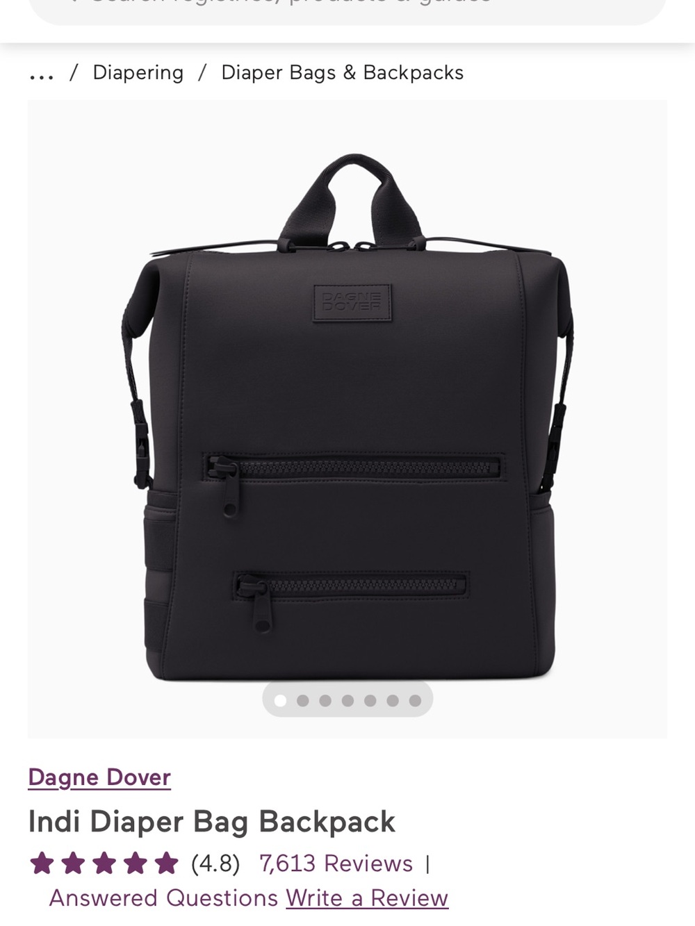 Dagne Dover Black Indi Diaper Backpack